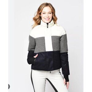 Erin Snow Lola Merino Wool Colorblock Ski Jacket Black Gray White - Size M